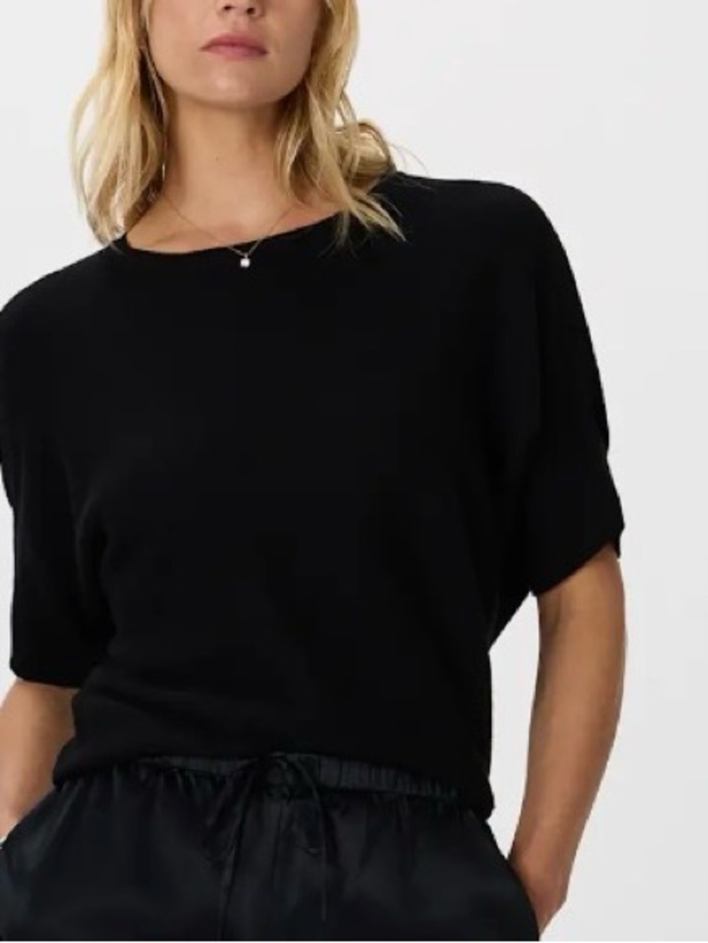 Quince Black Short Sleeve Knit Top - Picture 2 of 5